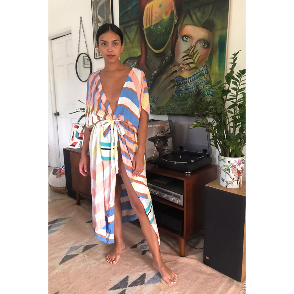 Billabong Sunburnt Sky Cover-Up Kimono Style Open Front Colorful Size S/M